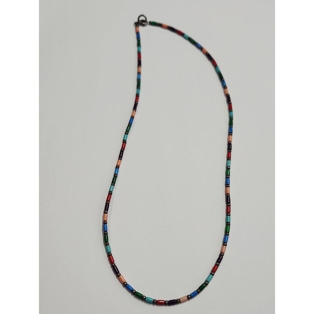 Retired Silpada Multicolor Bead Necklace Sterling Silver Elements 14" Length
